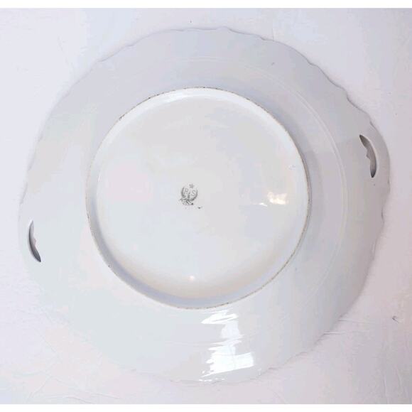 Antique RS Prussia Porcelain White Cake Plate Pink Roses Gold Accents 11.25” - Picture 7 of 9